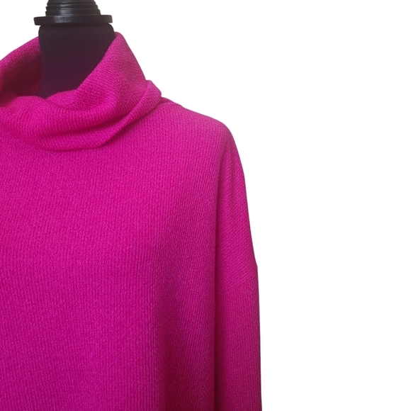 Clara Sunwoo - Cozy Turtle Neck Sweater Ribbed - Hot Pink Size Medium - Picture 2 of 10